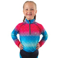 Teal-Pink - Front - Little Rider Childrens-Kids Dazzling Diamond Base Layer Top