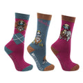 Imperial Purple-Pacific Blue - Lifestyle - Thelwell Childrens-Kids Pony Friends Socks (Pack of 3)