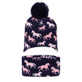 Navy - Back - HyFASHION Childrens-Kids Flaine Horse Hat & Headband Set