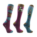 Imperial Purple-Pacific Blue - Front - Thelwell Unisex Adult Pony Friends Bamboo Socks