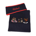 Navy-Red - Front - Hy Childrens-Kids Thelwell Collection Practice Makes Perfect Headband & Scarf Set