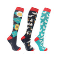 Navy-Red-Fern - Front - Hy Unisex Adult Ay Up Duck Bamboo Socks (Pack of 3)