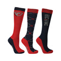 Navy-Red - Front - HYCONIC Childrens-Kids Patterned Socks (Pack of 3)