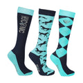 Navy-Teal - Front - HYCONIC Childrens-Kids Patterned Socks