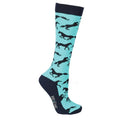 Navy-Teal - Back - HYCONIC Childrens-Kids Patterned Socks