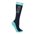 Navy-Teal - Side - HYCONIC Childrens-Kids Patterned Socks