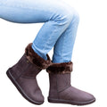 Chocolate - Side - Hy Womens-Ladies Chisworth Faux Fur Waterproof Ankle Boots