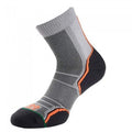 Grey-Orange-Black - Back - 1000 Mile Womens-Ladies Trail Socks (Pack of 2)