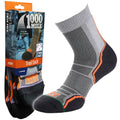 Grey-Orange-Black - Side - 1000 Mile Womens-Ladies Trail Socks (Pack of 2)