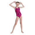 Pink-Black - Pack Shot - Speedo Girls Boom Medalist Logo One Piece Swimsuit