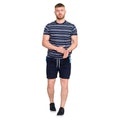 Navy-White - Pack Shot - Duke Mens D555 Piccadilly Yarn Dyed Stripe Jacquard Kingsize T-Shirt