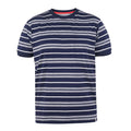 Navy-White - Front - Duke Mens D555 Piccadilly Yarn Dyed Stripe Jacquard Kingsize T-Shirt