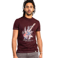 Burgundy - Side - Duke Mens D555 Redbourn Lightning Guitar Kingsize T-Shirt