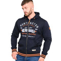 Navy - Side - Duke Mens D555 Flanders Printed Full Zip Hoodie