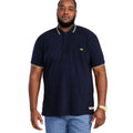 Dark Navy - Side - Duke Mens D555 Hamford 1 Tipped Pique Ribbed Collar Kingsize Polo Shirt