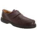 Brown - Front - Roamers Mens Superlite Wide Fit Touch Fastening Leather Shoes