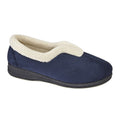 Navy - Front - Sleepers Womens-Ladies Olivia V Throat Memory Foam Slippers