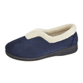 Navy - Back - Sleepers Womens-Ladies Olivia V Throat Memory Foam Slippers