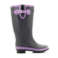 Mauve Polka Dot-Navy - Back - Stormwells Womens-Ladies Polka Dot Wellington Boots