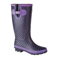 Mauve Polka Dot-Navy - Front - Stormwells Womens-Ladies Polka Dot Wellington Boots