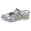 Grey-Floral - Front - Boulevard Womens-Ladies Touch Fastening EEE Fit Suede Shoes