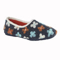 Grey - Front - Sleepers Womens-Ladies Gracie Floral Knitted Slipper