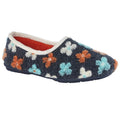 Grey-Multicoloured - Front - Sleepers Womens-Ladies Gracie Floral Memory Foam Slippers