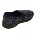 Navy - Back - Sleepers Mens Dale Checked Velour Slippers