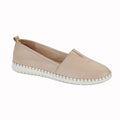 Beige - Front - Mod Comfys Womens-Ladies Softie Leather Casual Shoes