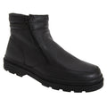 Black - Front - Roamers Mens Twin Zip Faux Fur Thermal Warm Lined Boots