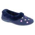 Navy - Front - Sleepers Womens-Ladies Daisy Hearts Slippers