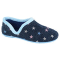 Navy Blue - Front - Sleepers Womens-Ladies Aria Star Motif Knitted Slippers