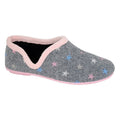 Grey-Pink - Front - Sleepers Womens-Ladies Aria Star Motif Knitted Slippers