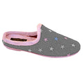 Grey-Pink - Front - Sleepers Womens-Ladies Ellie Star Motif Mule Slippers