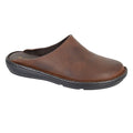 Brown - Front - Roamers Mens Leather Clogs