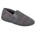 Grey - Front - Zedzzz Mens Kenny Herringbone Twin Gusset Slippers