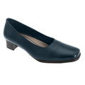 Navy - Front - Mod Comfys Womens-Ladies Plain Leather Court Shoes