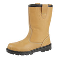 Tan - Back - Grafters Mens Leather Safety Rigger Treaded Sole Toe Cap Boots