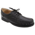 Black - Front - Roamers Mens Canoe Front Apron Tie Softie Leather Shoes