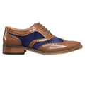 Tan-Navy - Back - Goor Mens 5 Eye Brogue Oxford Shoes