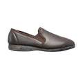 Dark Brown - Back - Sleepers Mens Hadley Softie Leather Twin Gusset Slippers