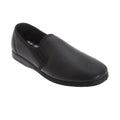 Black - Front - Sleepers Mens Hadley Softie Leather Twin Gusset Slippers