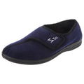 Navy Blue - Side - Zedzzz Mens Connor Touch Fastening Velour Slippers