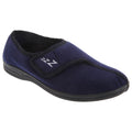 Navy Blue - Front - Zedzzz Mens Connor Touch Fastening Velour Slippers