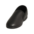 Black - Back - Zedzzz Mens Ivor Grain Upper Twin Gusset Slippers