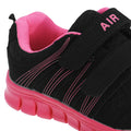 Black-Fuchsia - Back - Dek Childrens-Kids Air Sprint Touch Fastening Lightweight Jogger Trainers