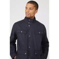 Navy - Close up - Maine Mens Waxed Funnel Neck Jacket