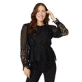 Black - Front - Mantaray Womens-Ladies Lace Frill Top