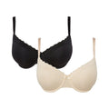 Natural-Black - Front - Gorgeous Womens-Ladies Burnout T-Shirt Bra (Pack of 2)