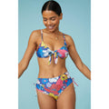 Blue - Front - Debenhams Womens-Ladies Floral Twisted Knot Front Bikini Top
